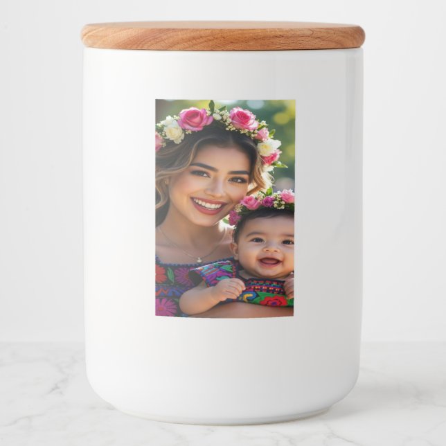 Rótulo Para Comida Adicionar bela foto de bebê Personalizar (Frente)