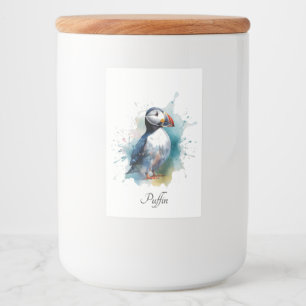 Rótulo Para Comida Adorável Puffin em Aquarela, personalizado