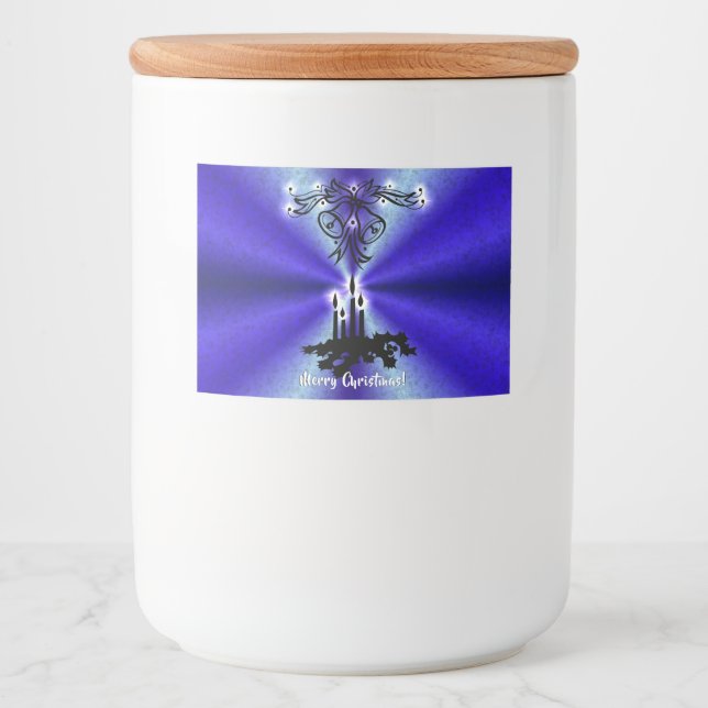 Rótulo Para Comida Advento, Artdeco de Natal no Arco Verde Azul (Frente)