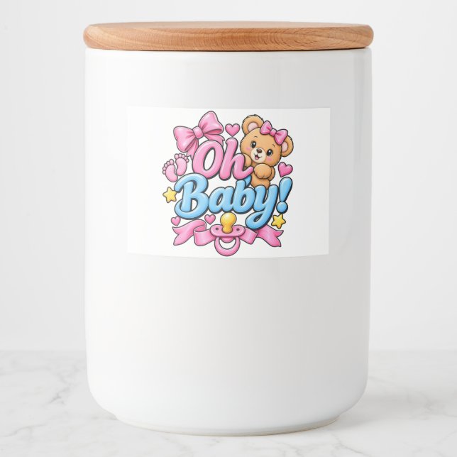 Rótulo Para Comida Ah, Bebê! Design de Celebração de Chá de Bebê (Frente)