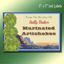 Rótulo Para Comida Alcachofras Vintage Editáveis 3" x 2"