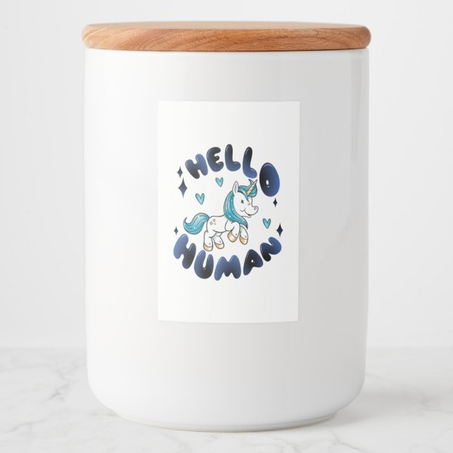 Rótulo Para Comida Alô humano Adorável Unicorn (Frente)