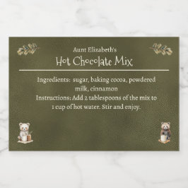 Rótulo Para Comida Animais de Floresta Natal Cacau Quente Mistura Ver