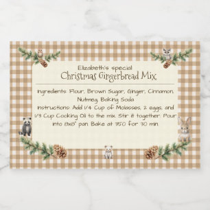 Rótulo Para Comida Animais de Florestas de Natal Mix Gingham