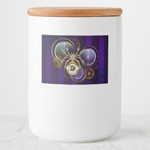 Rótulo Para Comida Aranha Steampunk no fundo roxo