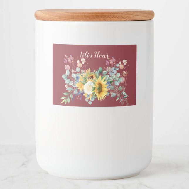 Rótulo Para Comida Armazenamento personalizado de girassol (Frente)