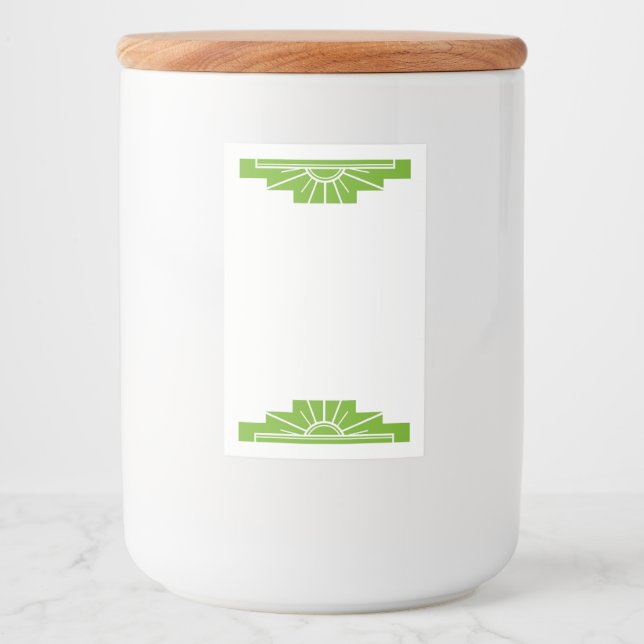 Rótulo Para Comida Art deco sun element in lime green (Frente)