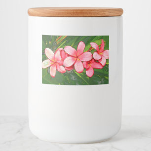 Rótulo Para Comida Arte de Frangipani Tropical Rosa