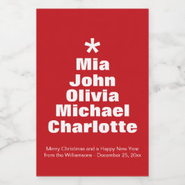 Rótulo Para Comida Árvore de Natal nomes de família personalizados ve