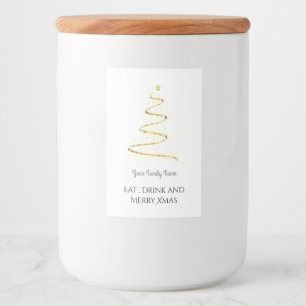 Rótulo Para Comida Árvore moderna do Natal no ouro - beber