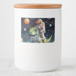 Rótulo Para Comida Astronauta sobre Dino no Espaço