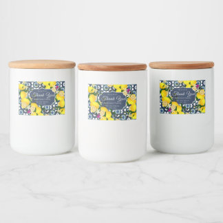 Rótulo Para Comida Azulejos Mediterrâneos de Limão Azul Naval Branco