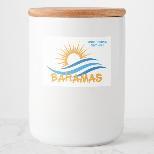 Rótulo Para Comida Bahamas de texto personalizado (Frente)