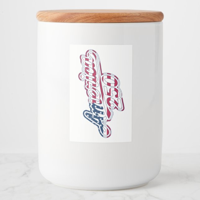 Rótulo Para Comida Bandeira da América 250 Script Semiquincentenário  (Frente)