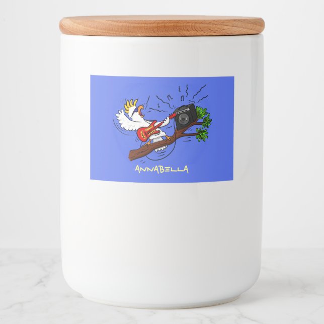 Rótulo Para Comida Batuta engraçada tocando cartoon de violão (Frente)