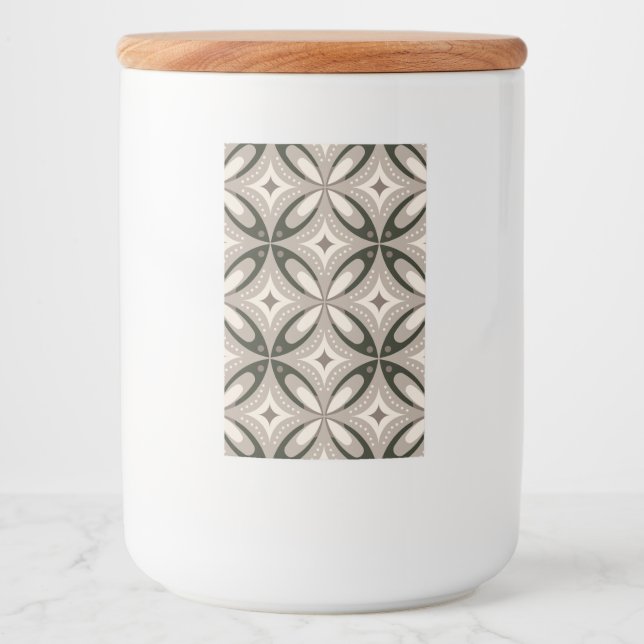 Rótulo Para Comida Beige and Brown Retro circular shapes (Frente)