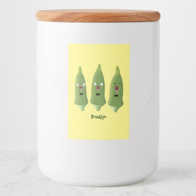 Rótulo Para Comida Bela caricatura de okra (Frente)