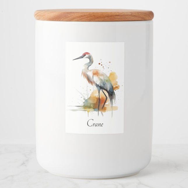 Rótulo Para Comida belo guindaste em aquarela (Frente)