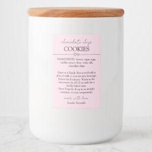 Rótulo Para Comida Biscoito de chocolate chip simples rosa