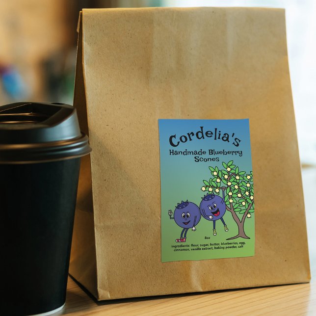 Rótulo Para Comida Blueberry Pals Cartoon engraçado Jam Scones e muit (Criador carregado)