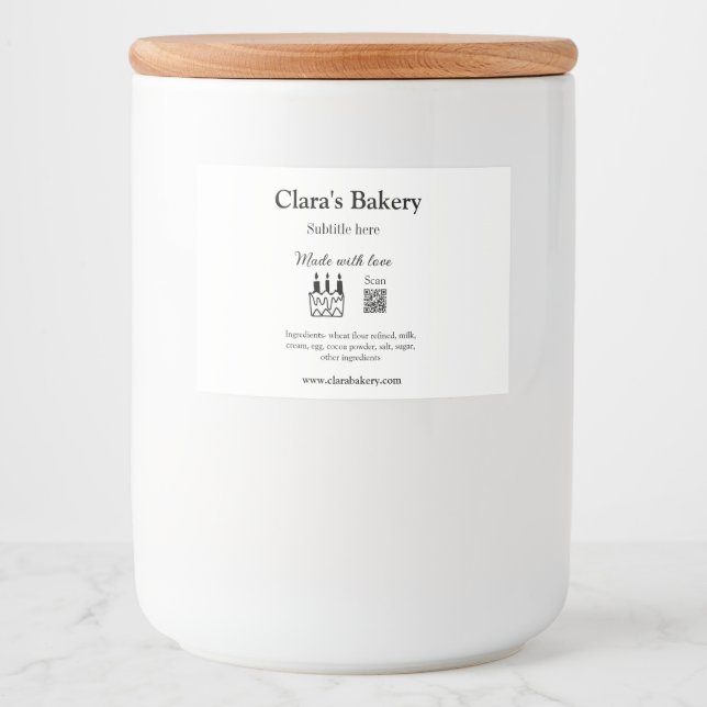 Rótulo Para Comida Bolo de padaria adicione ingredientes feitos com a (Frente)