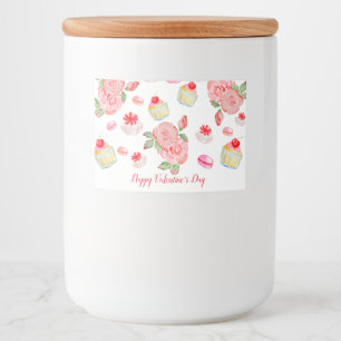 Rótulo Para Comida Bolos doces e rosas de aquarela