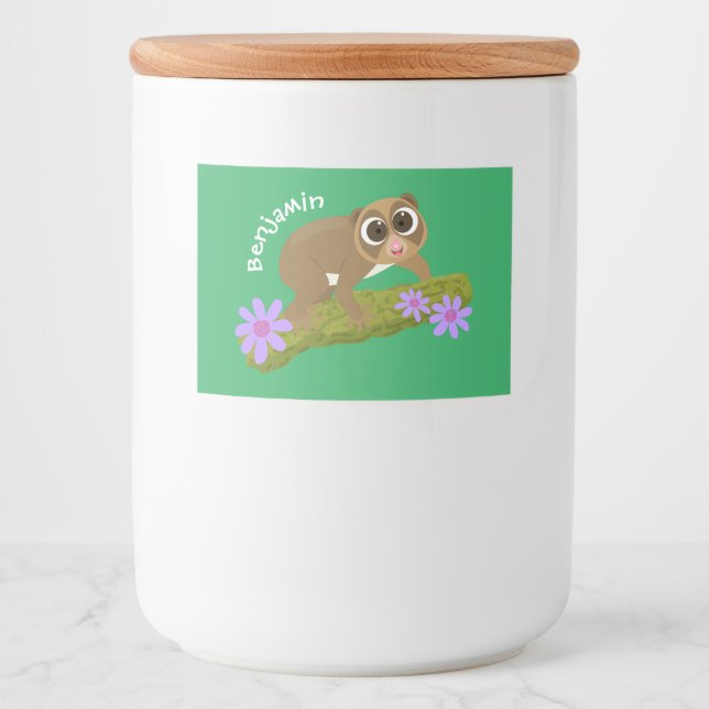 Rótulo Para Comida Bons e felizes loris em desenhos animados (Frente)