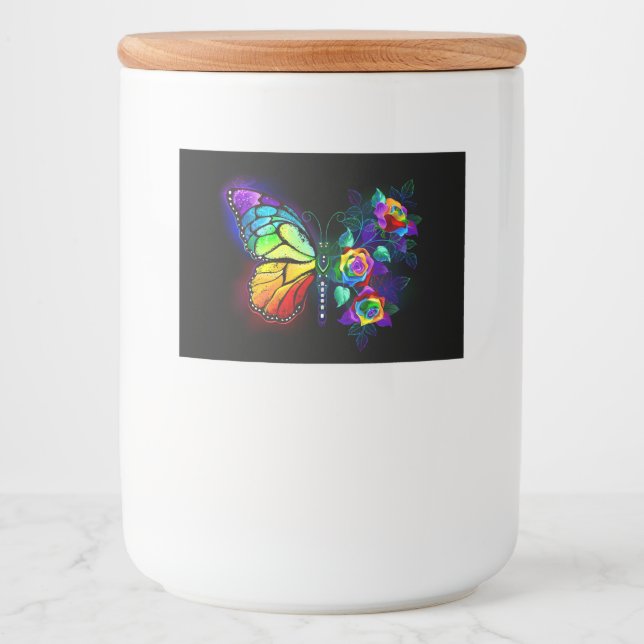 Rótulo Para Comida Borboleta-flor-arco-íris (Frente)