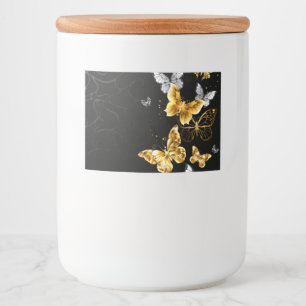 Rótulo Para Comida Borboletas Douradas e brancas