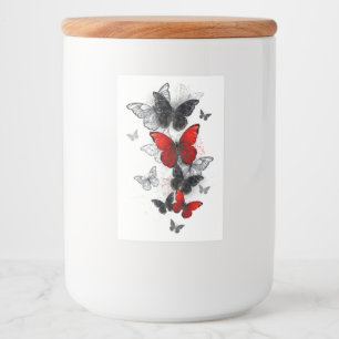 Rótulo Para Comida Borboletas Negras e Vermelhas