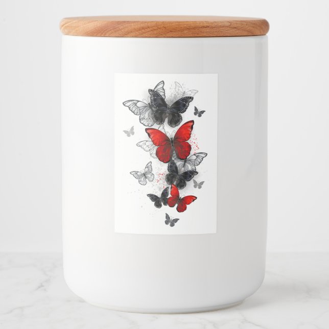 Rótulo Para Comida Borboletas Negras e Vermelhas (Frente)