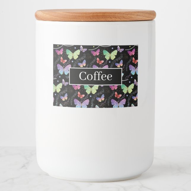 Rótulo Para Comida Borboletas Roxas e Azuis Brilhantes (Frente)