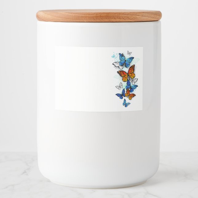 Rótulo Para Comida Borboletas voadoras Morpho e Monarca (Frente)