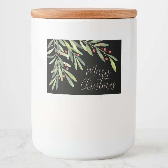 Rótulo Para Comida Branches Berries Natal Black (Frente)
