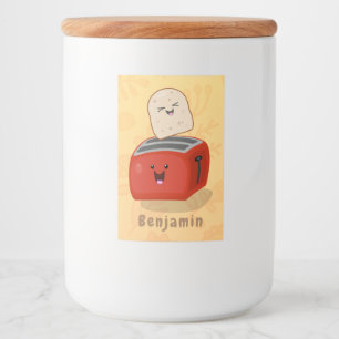 Rótulo Para Comida Brinde de kawaii e desenho animado em torradeira v