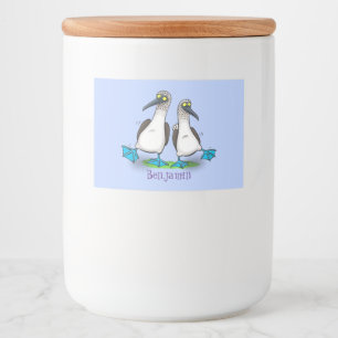 Rótulo Para Comida Brinquedos engraçados e felizes de pés azuis dan