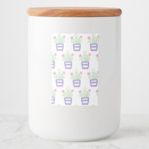 Rótulo Para Comida Cacto verde roxo simples brilho glitter personaliz