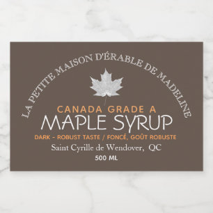 Rótulo Para Comida Canadian Maple Syrup Editable Comida Label Brown
