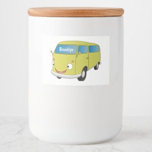 Rótulo Para Comida Carrinha de desenho animado verde lima clássica