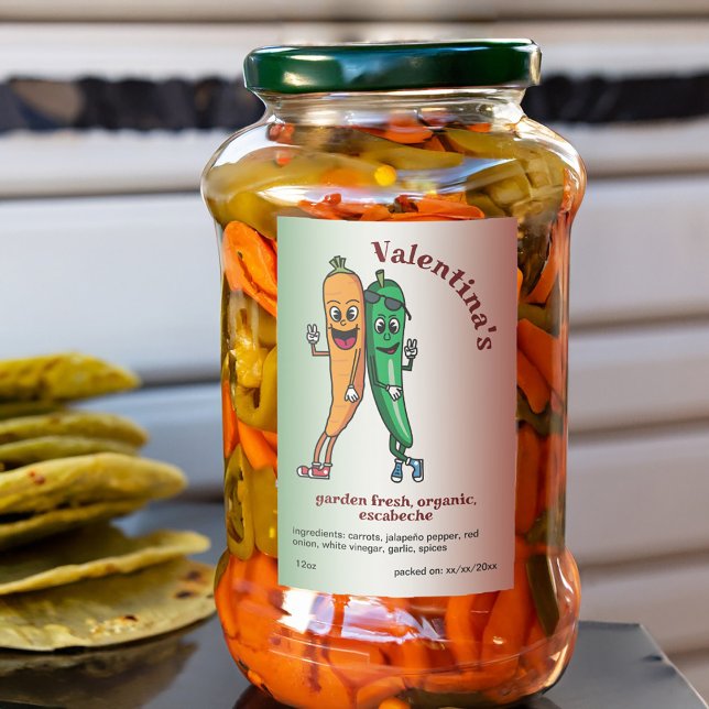 Rótulo Para Comida Carrot e Pepper Pals Cartoon Escabeche Pickle (Criador carregado)