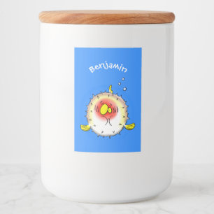 Rótulo Para Comida Cartografia de peixe-porco-espinho engraçado