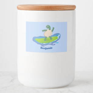 Rótulo Para Comida Cartografia de surf de tartaruga engraçada 