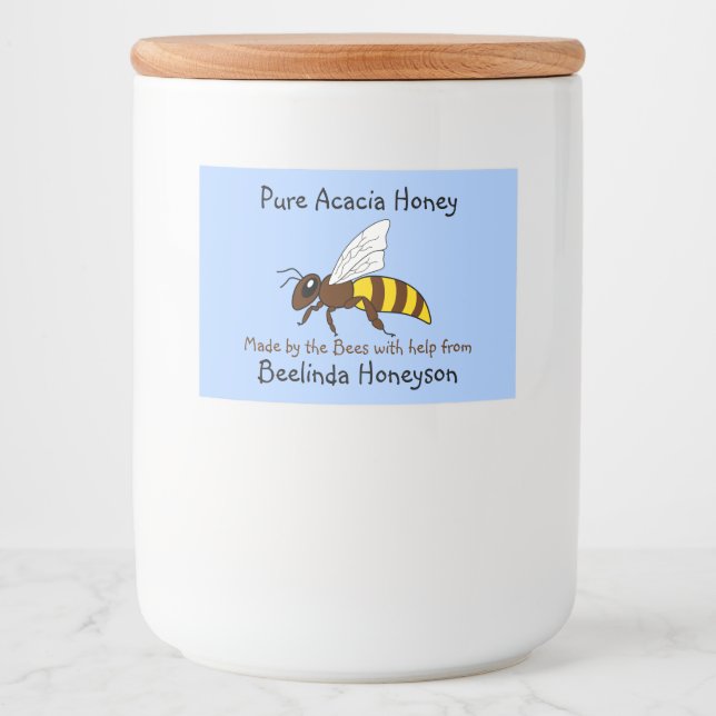 Rótulo Para Comida Cartoon Bee Acacia Honey Jar Labels (Frente)