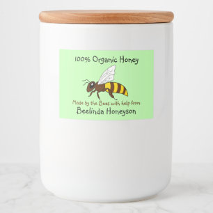 Rótulo Para Comida Cartoon Bee Organic Honey Jar Labels