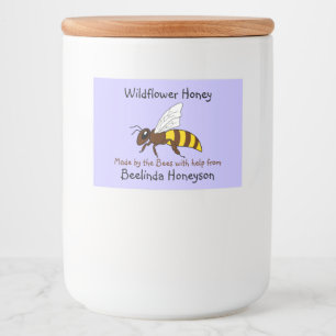 Rótulo Para Comida Cartoon Bee Wildflower Honey Jar Labels