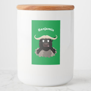 Rótulo Para Comida Cartoon de búfalo com água corrente