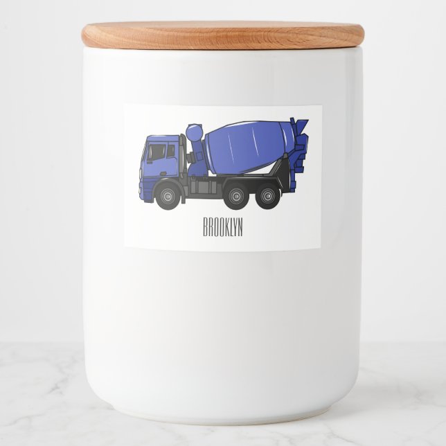 Rótulo Para Comida Cartoon de caminhão de transporte misto em betão (Frente)