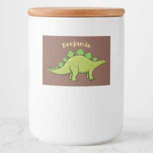 Rótulo Para Comida Cartoon de dinossauro de stegossauro engraçado