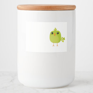 Rótulo Para Comida Cartoon de Pássaro Verde