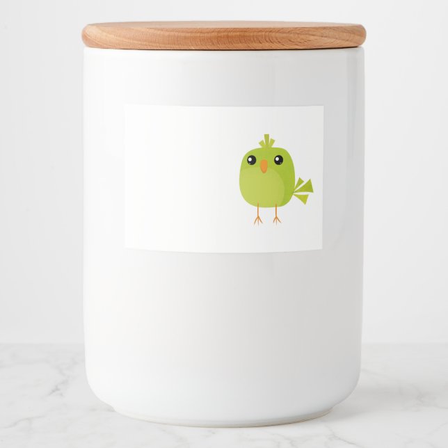 Rótulo Para Comida Cartoon de Pássaro Verde (Frente)